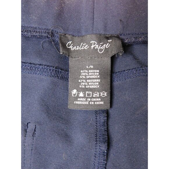 Charlie Paige Skinny Pants Sz. L Navy Knit Slacks Work Office - Picture 5 of 6